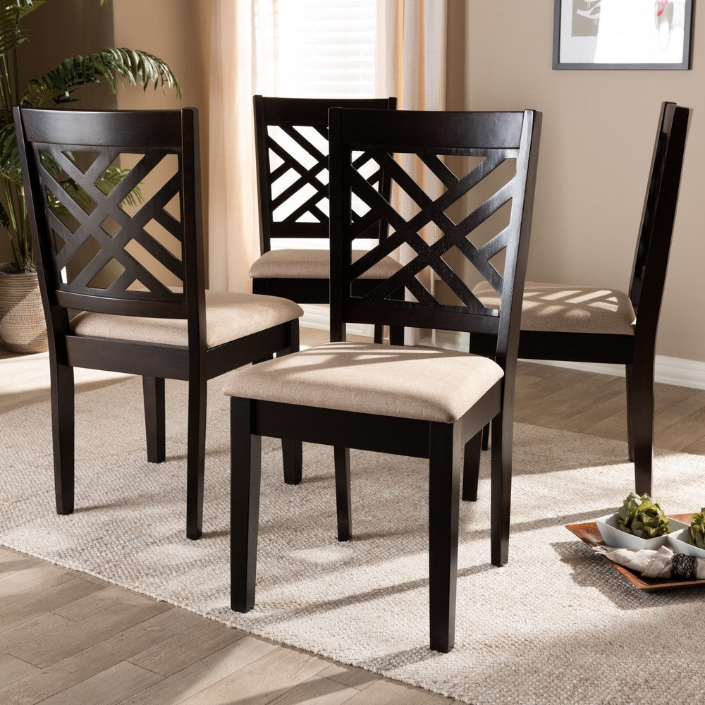 Baxton Studio - Caron Set of 4 Dining Chairs in Sand Brown/Espresso - RH317C-Sand/Dark Brown-DC-4PK view 5