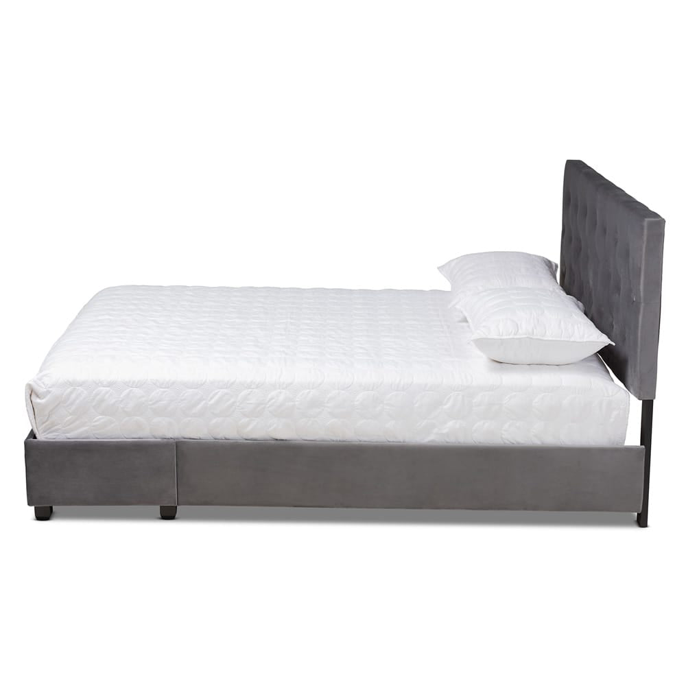 Baxton Studio - Caronia Queen Size Bed in Grey/Black - Caronia-Grey-Queen view 3