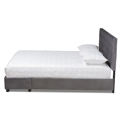 Baxton Studio - Caronia Queen Size Bed in Grey/Black - Caronia-Grey-Queen view 3