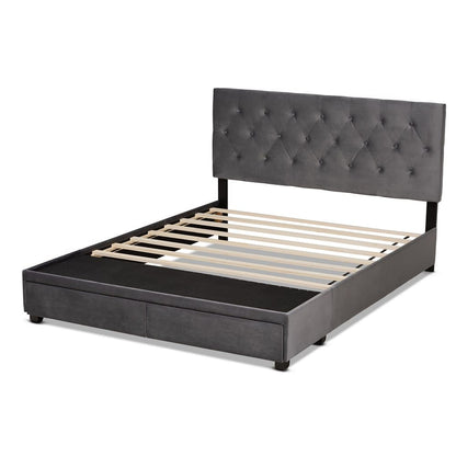 Baxton Studio - Caronia Queen Size Bed in Grey/Black - Caronia-Grey-Queen view 4