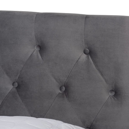 Baxton Studio - Caronia Queen Size Bed in Grey/Black - Caronia-Grey-Queen view 6