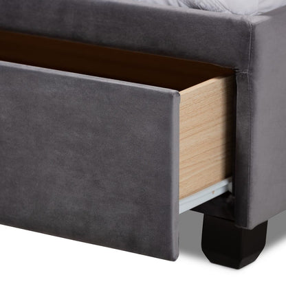 Baxton Studio - Caronia Queen Size Bed in Grey/Black - Caronia-Grey-Queen view 7