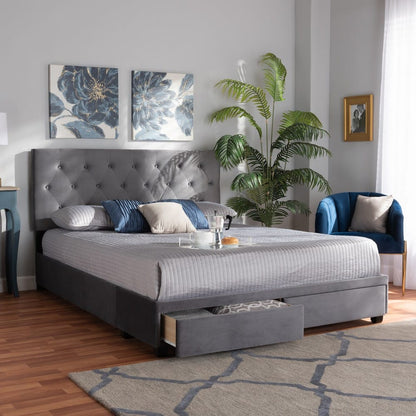 Baxton Studio - Caronia Queen Size Bed in Grey/Black - Caronia-Grey-Queen view 9