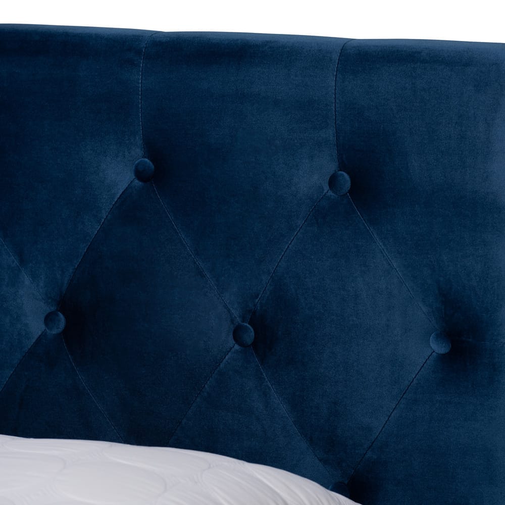 Baxton Studio - Caronia Queen Size Bed in Navy Blue/Black - Caronia-Navy-Queen view 6
