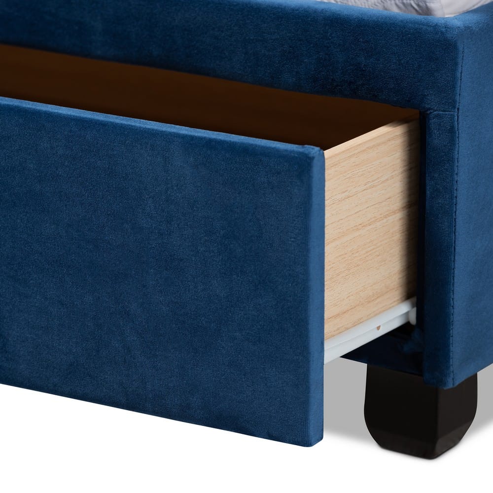 Baxton Studio - Caronia Queen Size Bed in Navy Blue/Black - Caronia-Navy-Queen view 7