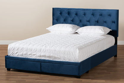Baxton Studio - Caronia Queen Size Bed in Navy Blue/Black - Caronia-Navy-Queen view 10