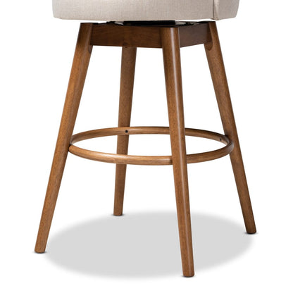 Baxton Studio - Carra Set of 2 Bar Stools in Beige - BBT5355B-Light Beige/Walnut-BS view 4