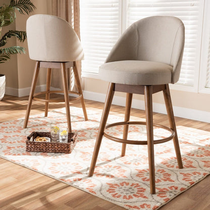 Baxton Studio - Carra Set of 2 Bar Stools in Beige - BBT5355B-Light Beige/Walnut-BS view 5