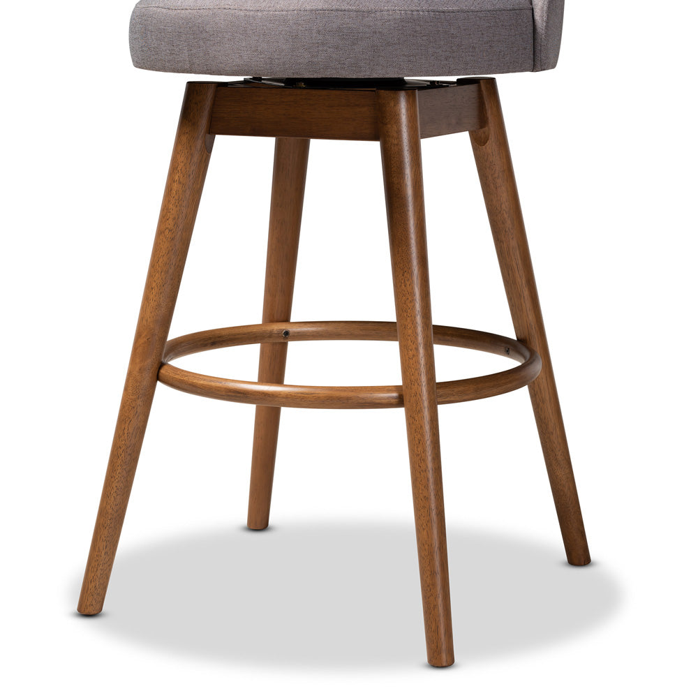 Baxton Studio - Carra Set of 2 Bar Stools in Gray - BBT5355B-Grey/Walnut-BS view 4