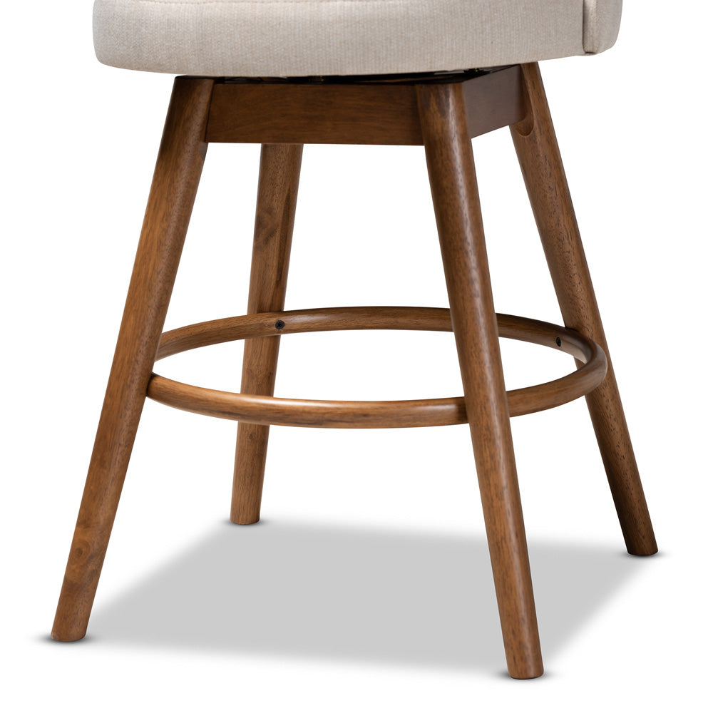Baxton Studio - Carra Set of 2 Counter Stools in Beige - BBT5355C-Light Beige/Walnut-CS view 4