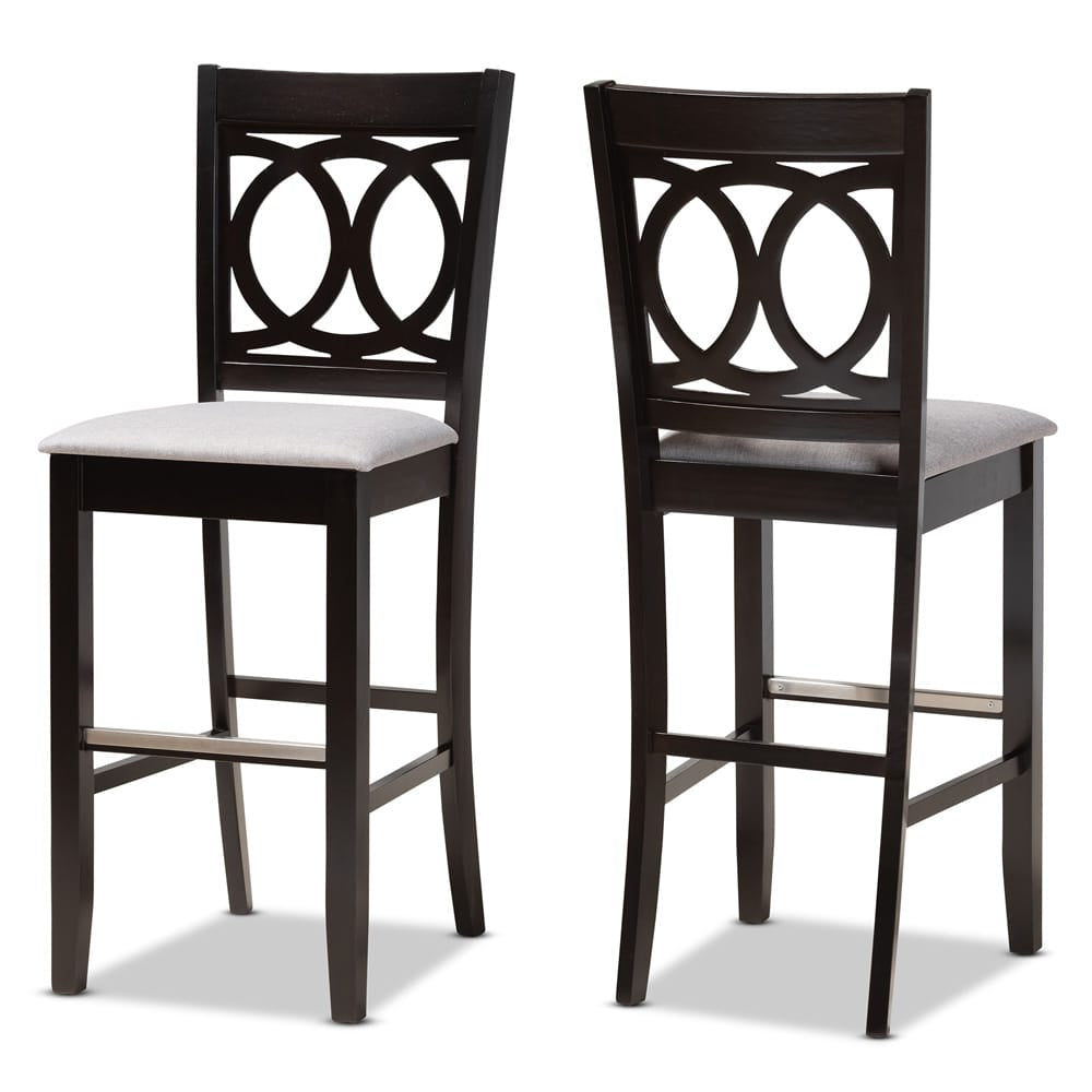 Baxton Studio - Carson Set of 2 Bar Stools in Grey/Espresso Brown - RH315B-Grey/Dark Brown-BS view 1