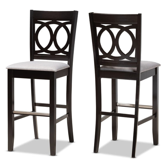 Baxton Studio - Carson Set of 2 Bar Stools in Grey/Espresso Brown - RH315B-Grey/Dark Brown-BS view 1