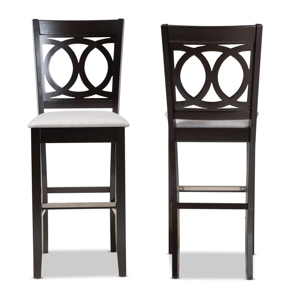 Baxton Studio - Carson Set of 2 Bar Stools in Grey/Espresso Brown - RH315B-Grey/Dark Brown-BS view 2