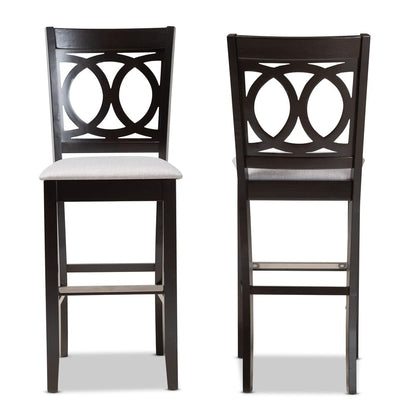 Baxton Studio - Carson Set of 2 Bar Stools in Grey/Espresso Brown - RH315B-Grey/Dark Brown-BS view 2