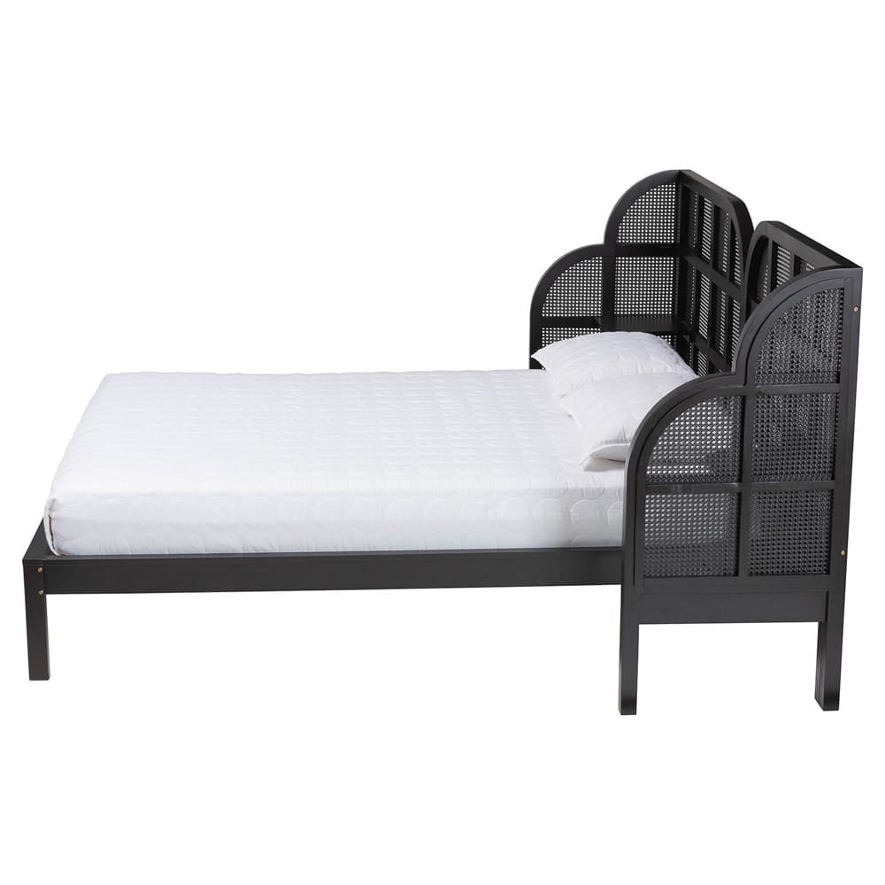 Baxton Studio - Cascadia Queen Size Bed in Ebony Black - MG0225-Ebony Black-Queen view 2