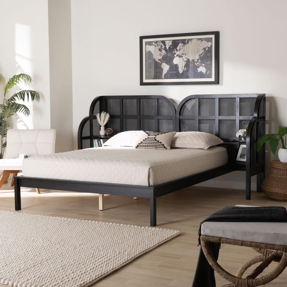 Baxton Studio - Cascadia Queen Size Bed in Ebony Black - MG0225-Ebony Black-Queen view 7