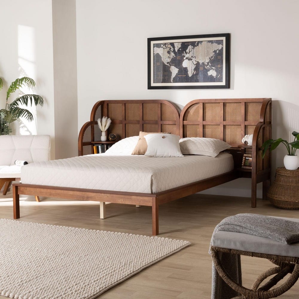Baxton Studio - Cascadia Queen Size Bed in Walnut Brown - MG0225-Walnut-Queen view 7