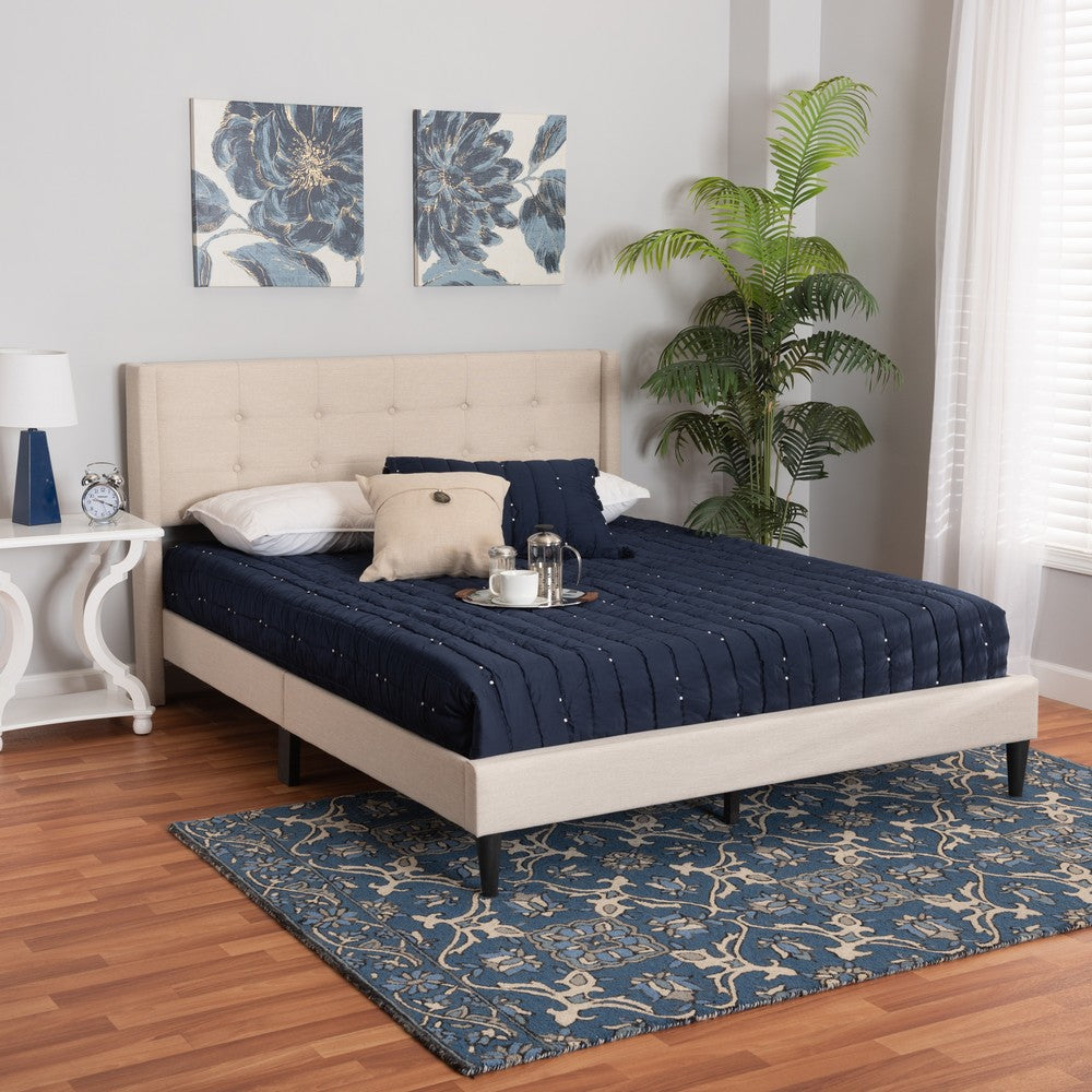 Baxton Studio - Casol Full Size Bed in Beige - CF 9272-C-Vele-C-Beige-Full view 7