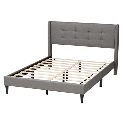 Baxton Studio - Casol Full Size Bed in Grey - CF 9272-C-Vele-C-Grey-Full view 3