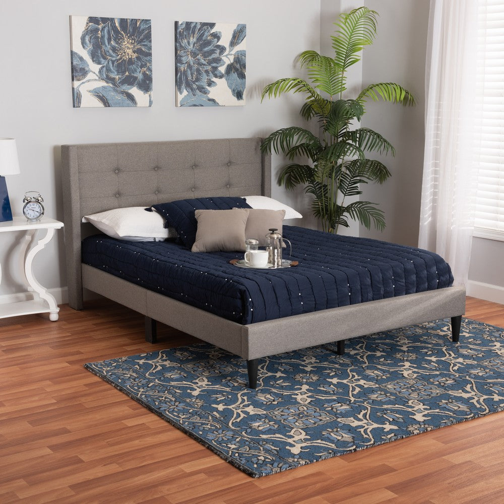 Baxton Studio - Casol Full Size Bed in Grey - CF 9272-C-Vele-C-Grey-Full view 7
