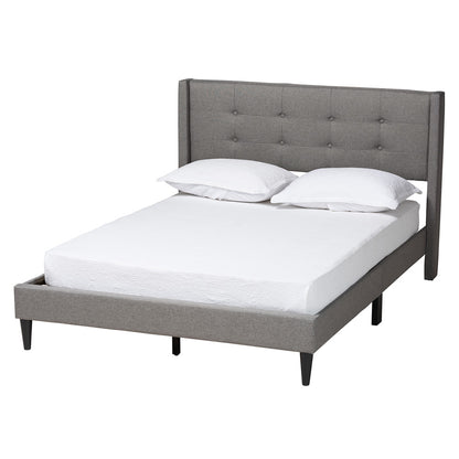 Baxton Studio - Casol Queen Size Bed in Grey - CF 9272-C-Vele-C-Grey-Queen view 1