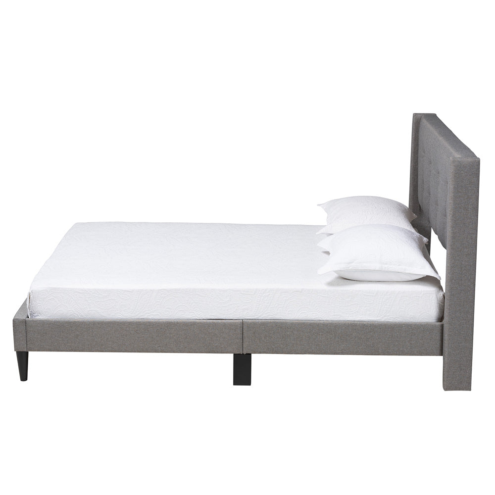 Baxton Studio - Casol Queen Size Bed in Grey - CF 9272-C-Vele-C-Grey-Queen view 2