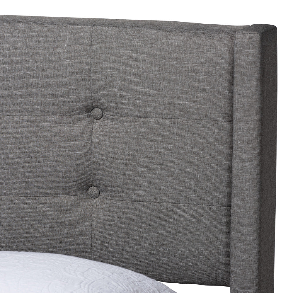 Baxton Studio - Casol Queen Size Bed in Grey - CF 9272-C-Vele-C-Grey-Queen view 4