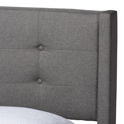 Baxton Studio - Casol Queen Size Bed in Grey - CF 9272-C-Vele-C-Grey-Queen view 4