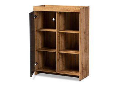 Baxton Studio - Caspian Shoe Cabinet - MPC8015-Oak/Grey-Cabinet view 2