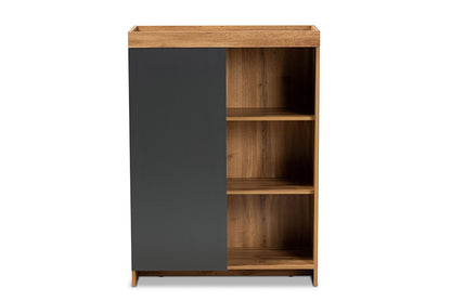 Baxton Studio - Caspian Shoe Cabinet - MPC8015-Oak/Grey-Cabinet view 3