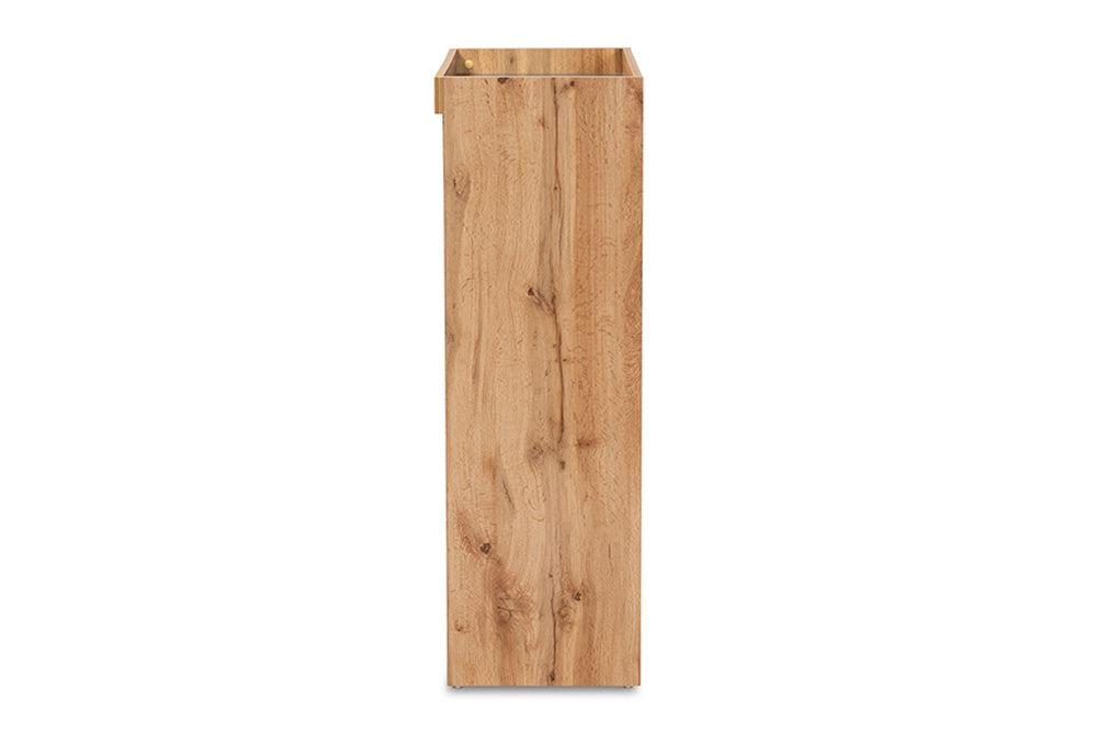 Baxton Studio - Caspian Shoe Cabinet - MPC8015-Oak/Grey-Cabinet view 4