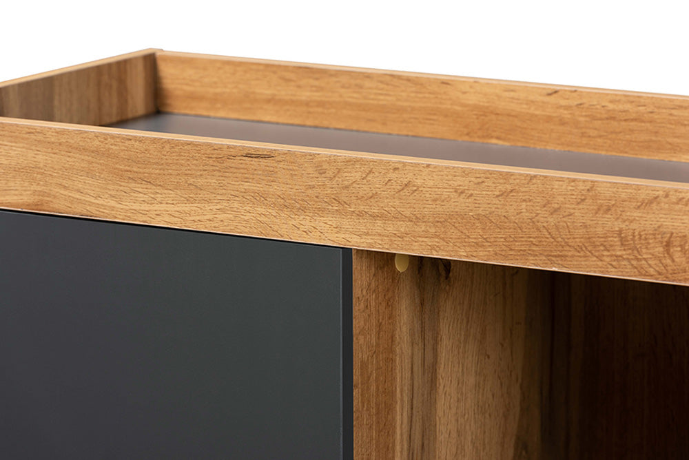 Baxton Studio - Caspian Shoe Cabinet - MPC8015-Oak/Grey-Cabinet view 6