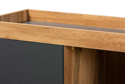 Baxton Studio - Caspian Shoe Cabinet - MPC8015-Oak/Grey-Cabinet view 6