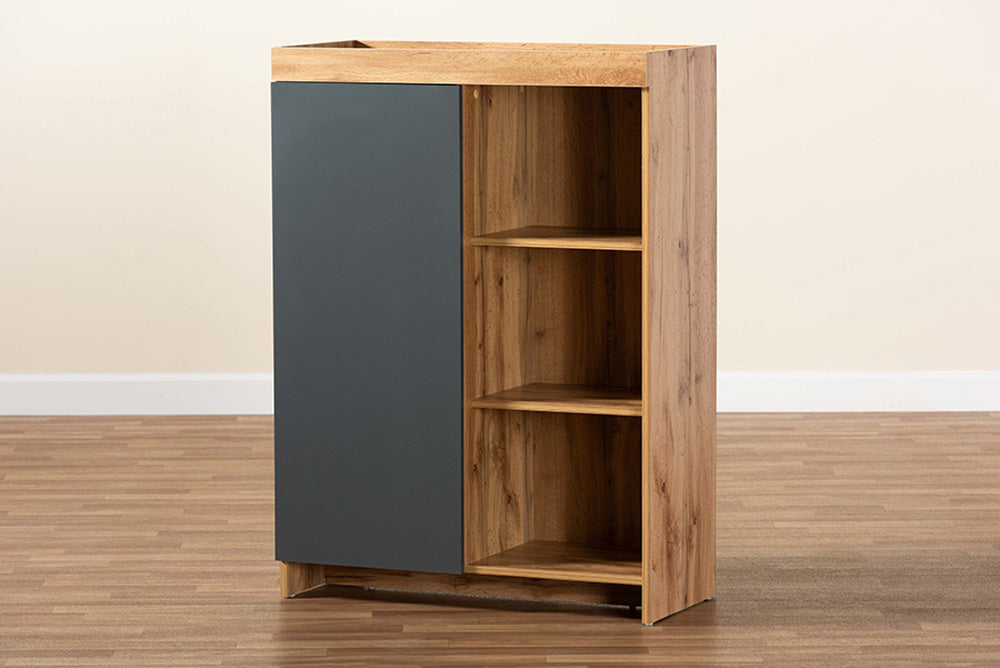 Baxton Studio - Caspian Shoe Cabinet - MPC8015-Oak/Grey-Cabinet view 8