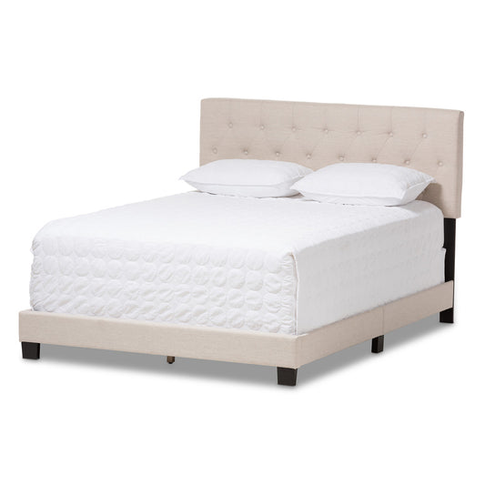 Baxton Studio - Cassandra Queen Size Bed in Light Beige - CF8747-I-Light Beige-Queen view 1