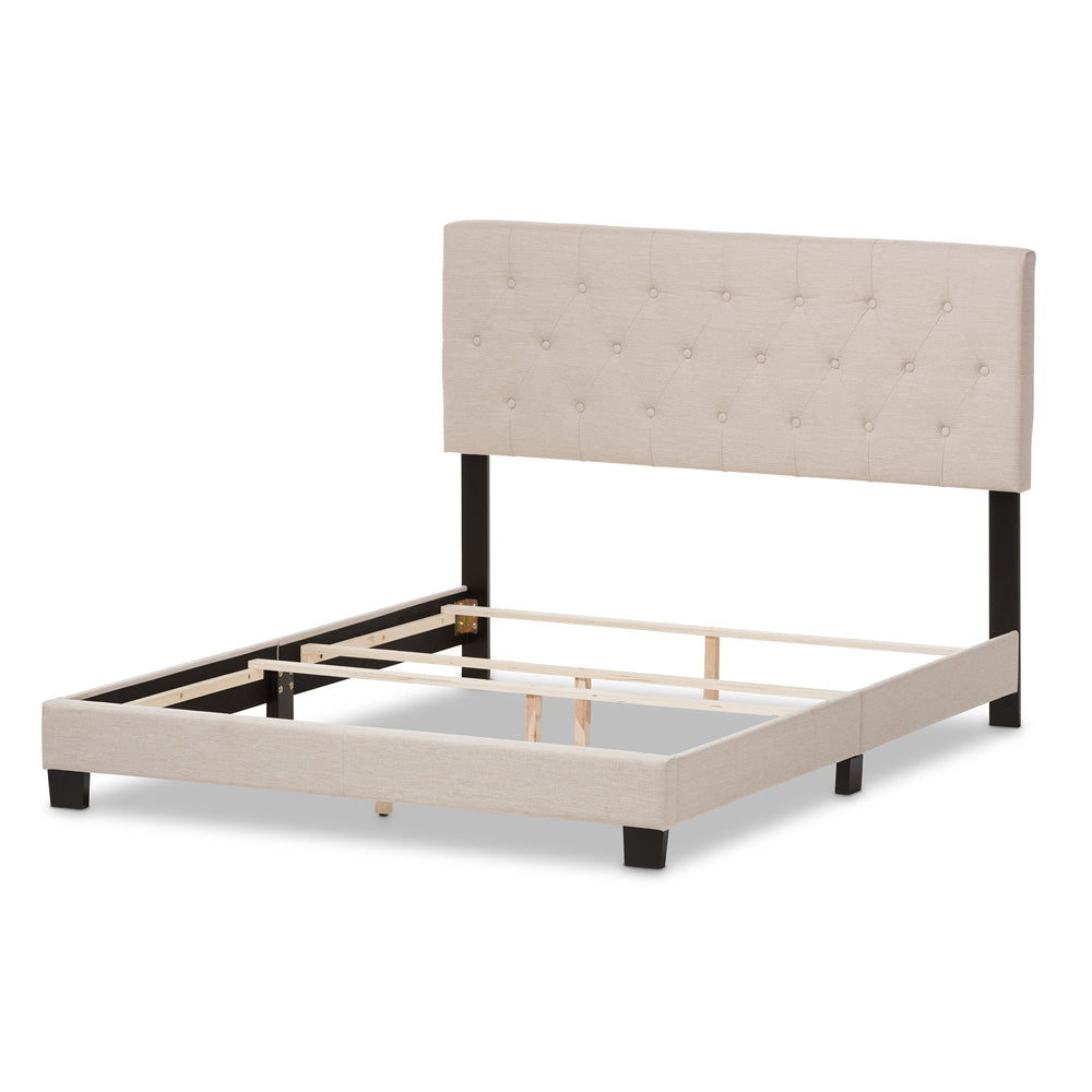 Baxton Studio - Cassandra Queen Size Bed in Light Beige - CF8747-I-Light Beige-Queen view 3