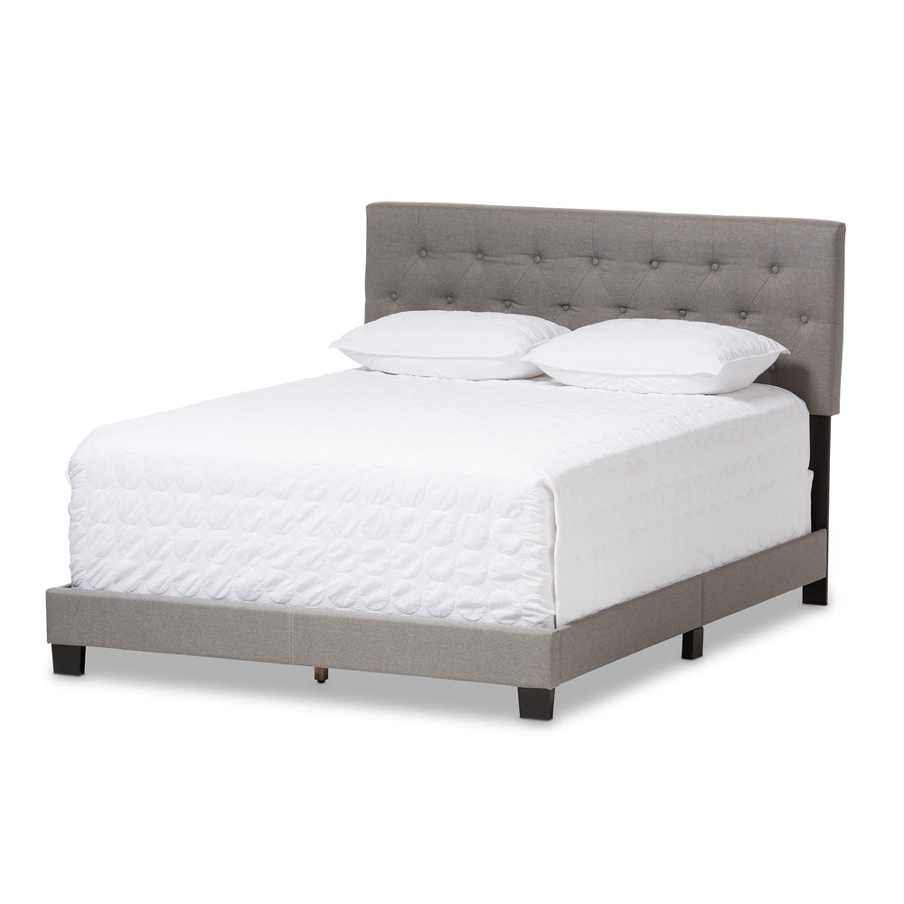Baxton Studio - Cassandra Queen Size Bed in Light Grey - CF8747-I-Light Grey-Queen view 1