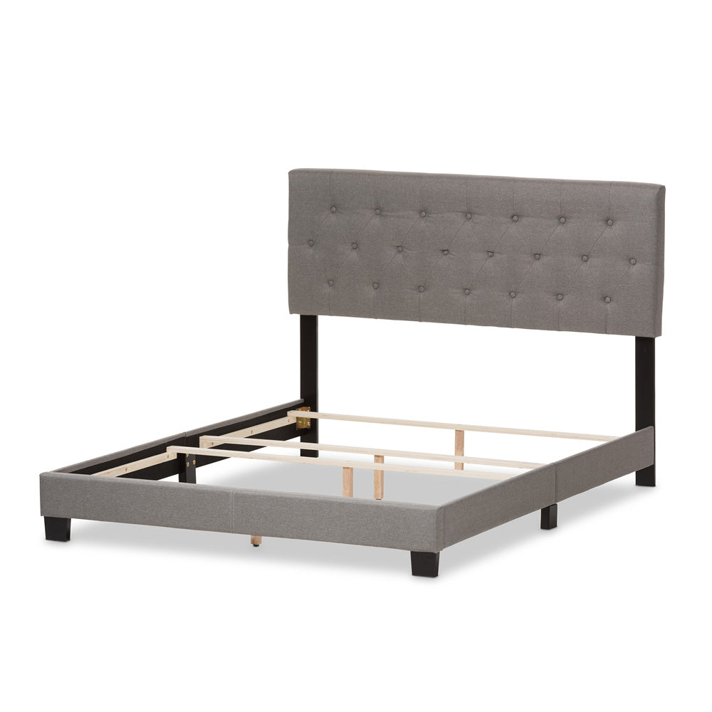 Baxton Studio - Cassandra Queen Size Bed in Light Grey - CF8747-I-Light Grey-Queen view 3