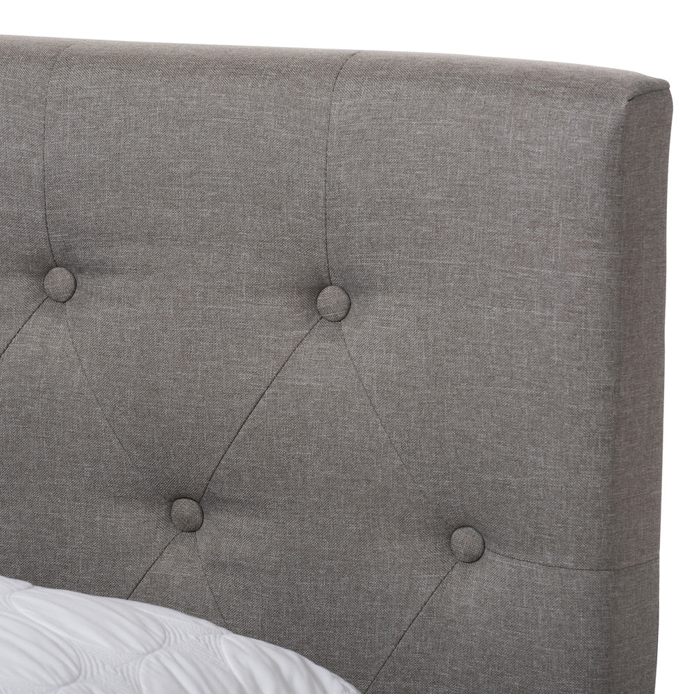 Baxton Studio - Cassandra Queen Size Bed in Light Grey - CF8747-I-Light Grey-Queen view 4