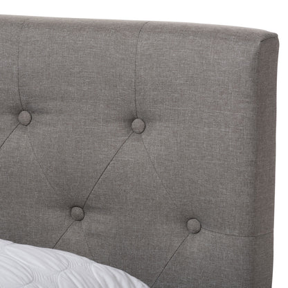 Baxton Studio - Cassandra Queen Size Bed in Light Grey - CF8747-I-Light Grey-Queen view 4