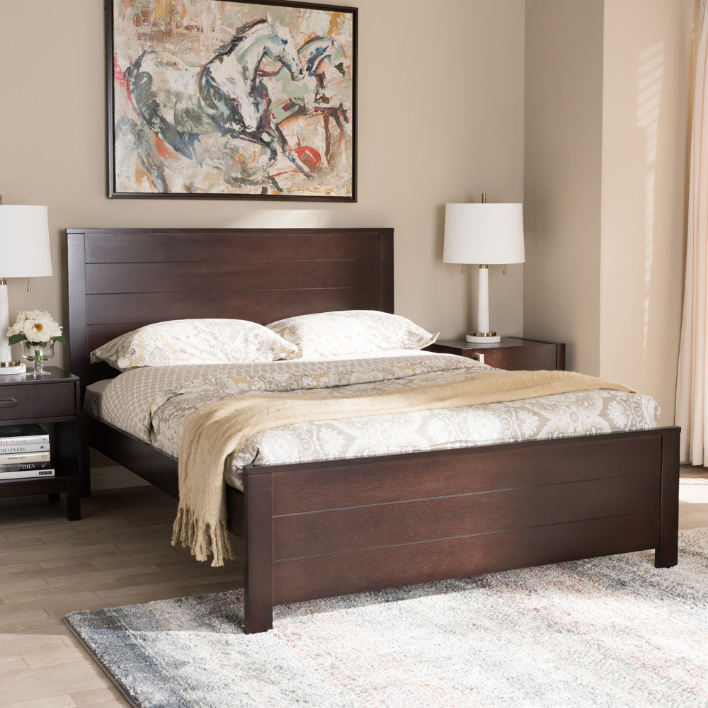 Baxton Studio - Catalina Full Size Bed in Espresso Brown - HT1702-Espresso Brown-Full view 6