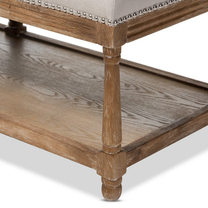 Baxton Studio - Celeste Bench in Beige/Weathered Oak - TSF-9336-Beige-Bench view 5