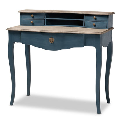Baxton Studio - Celestine Desk in Blue/Oak - CES2-Blue Spruce-Desk view 1
