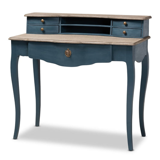 Baxton Studio - Celestine Desk in Blue/Oak - CES2-Blue Spruce-Desk view 1