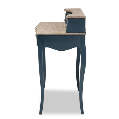 Baxton Studio - Celestine Desk in Blue/Oak - CES2-Blue Spruce-Desk view 4