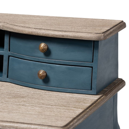 Baxton Studio - Celestine Desk in Blue/Oak - CES2-Blue Spruce-Desk view 6