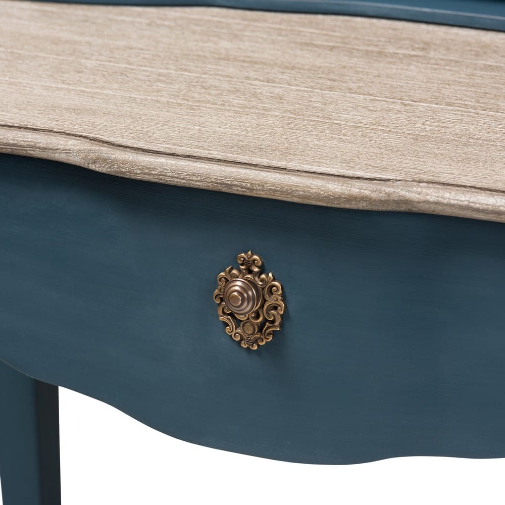 Baxton Studio - Celestine Desk in Blue/Oak - CES2-Blue Spruce-Desk view 7