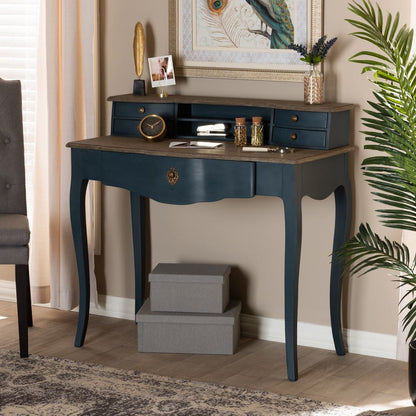 Baxton Studio - Celestine Desk in Blue/Oak - CES2-Blue Spruce-Desk view 9
