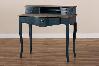 Baxton Studio - Celestine Desk in Blue/Oak - CES2-Blue Spruce-Desk view 10