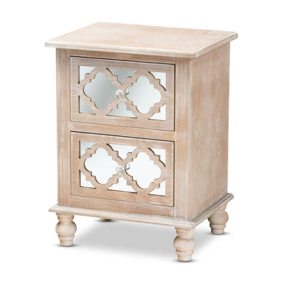 Baxton Studio - Celia End Table in Natural/Mirror - JY17A039-Natural Brown/Silver-ET view 1